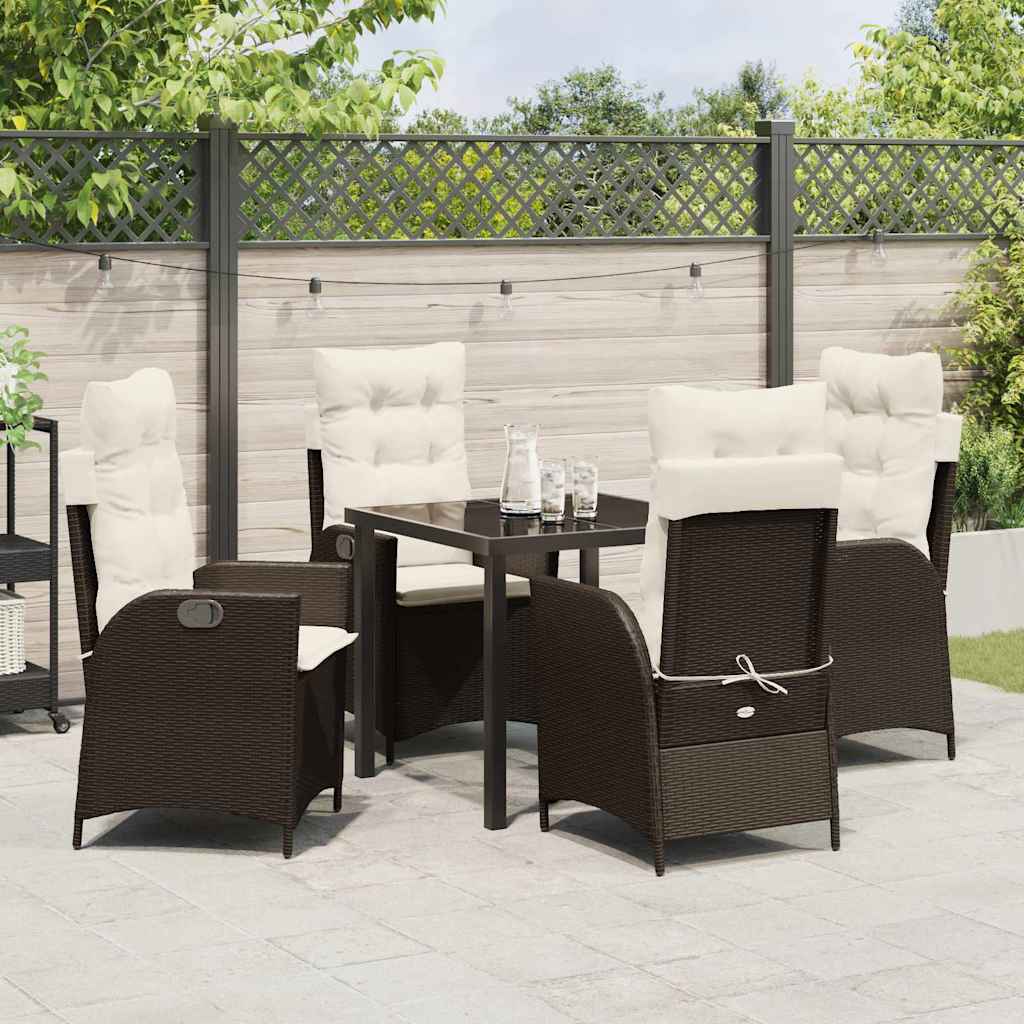 Garten Essgruppe mit Kissen 5 pcs Braun Poly-Rattan
