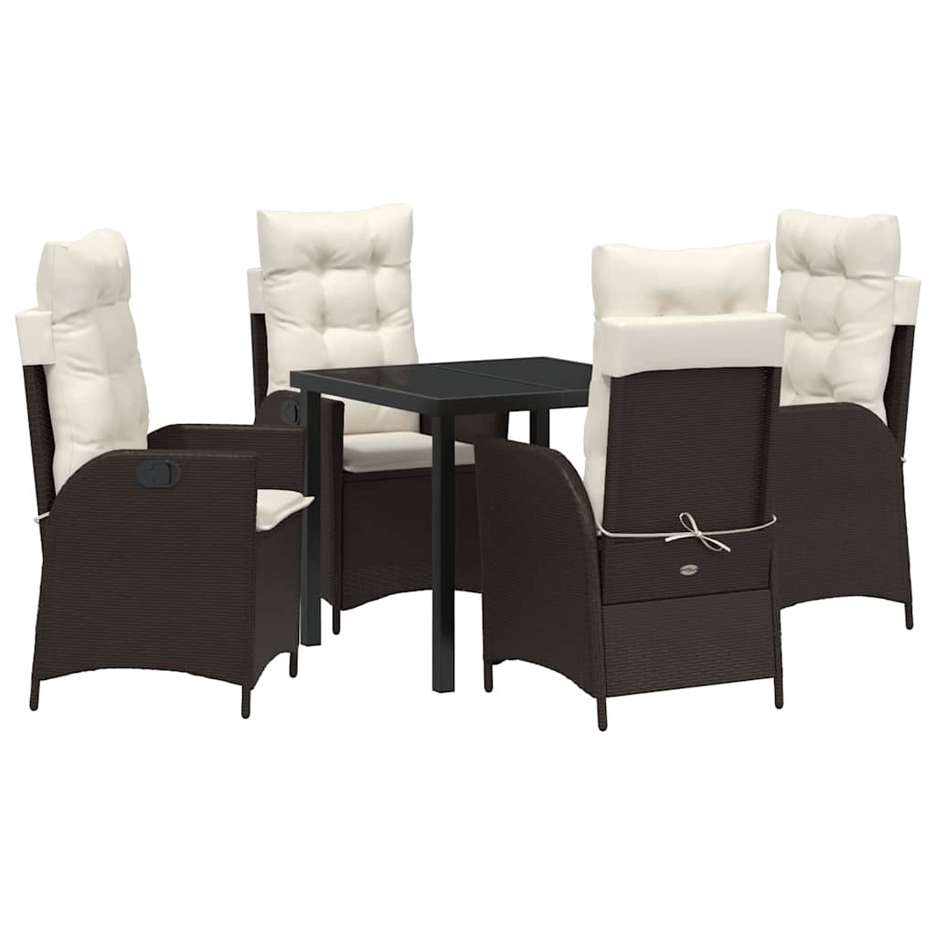 Garten Essgruppe mit Kissen 5 pcs Braun Poly-Rattan