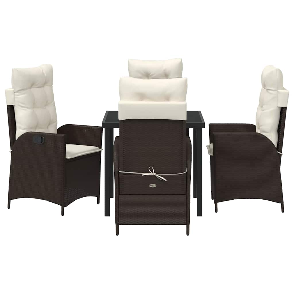 Garten Essgruppe mit Kissen 5 pcs Braun Poly-Rattan