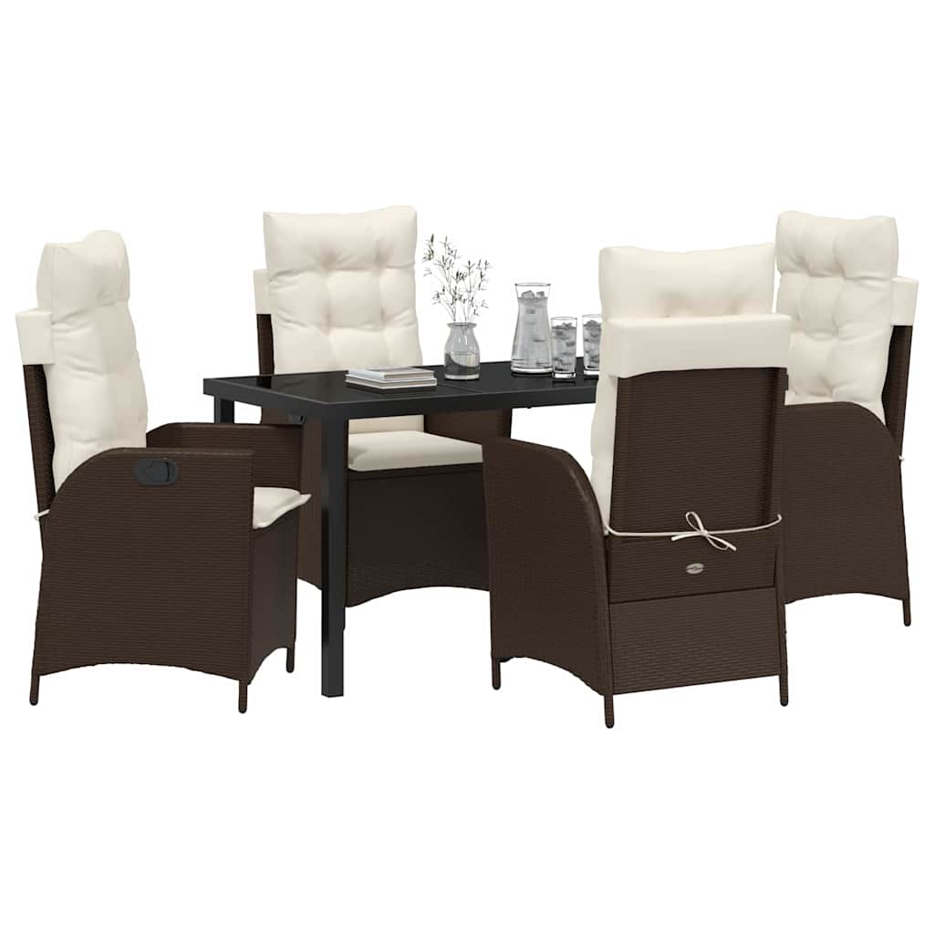 Garten Essgruppe mit Kissen 5 pcs Braun Poly-Rattan