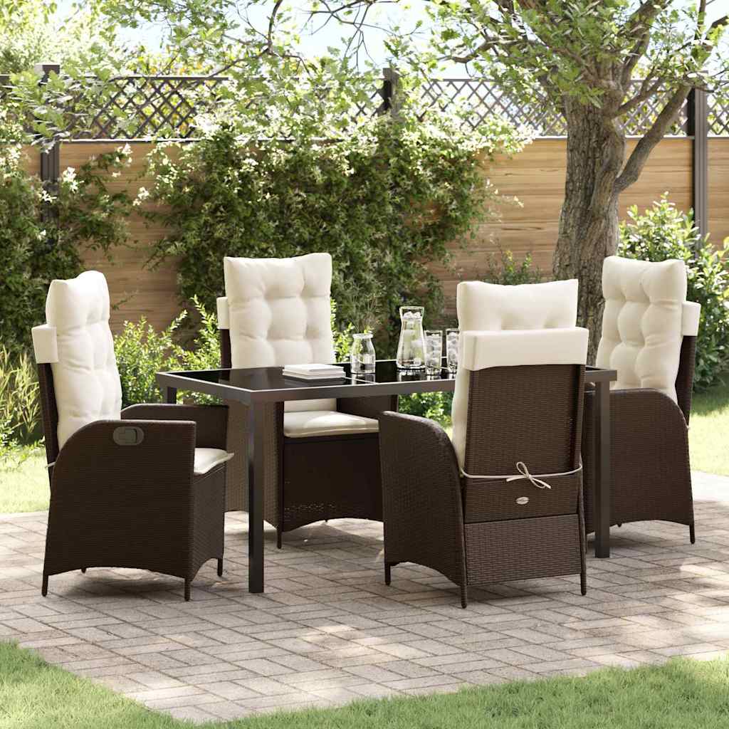 Garten Essgruppe mit Kissen 5 pcs Braun Poly-Rattan