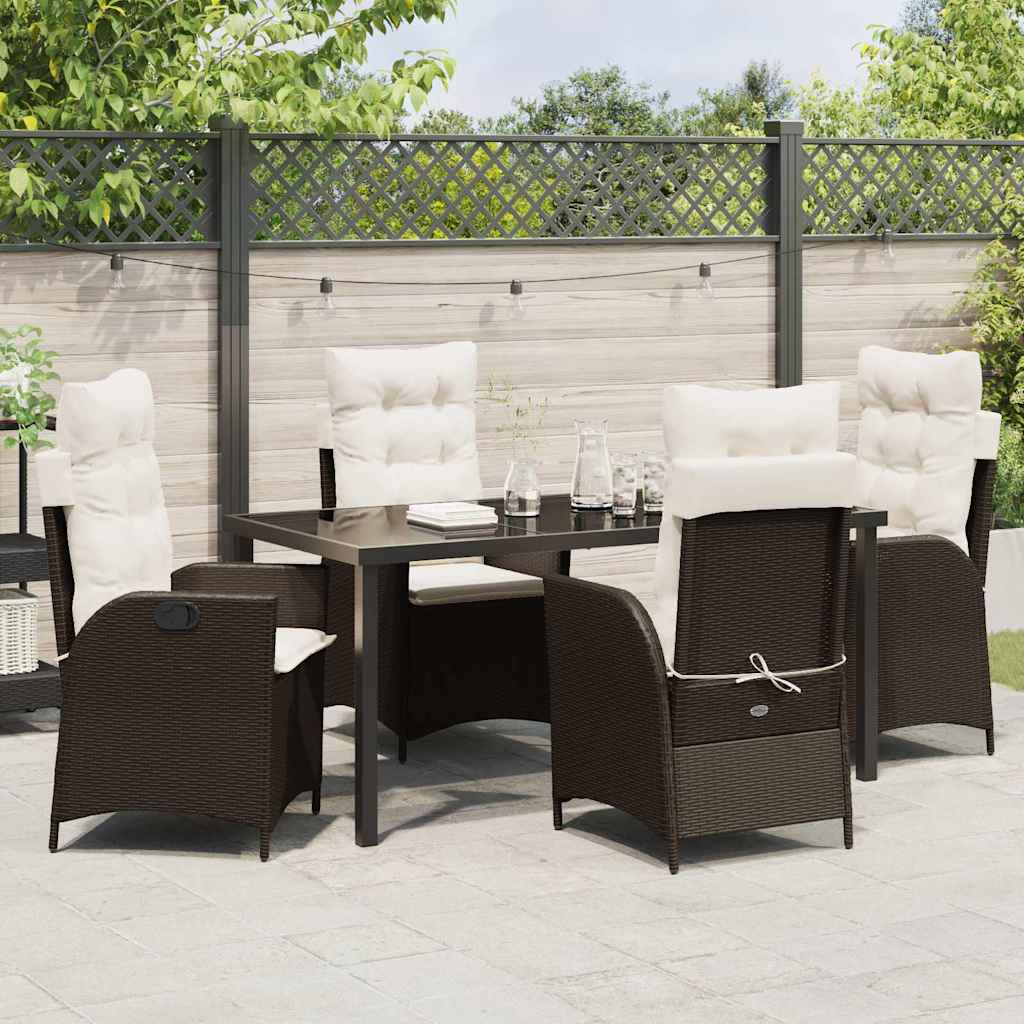 Garten Essgruppe mit Kissen 5 pcs Braun Poly-Rattan