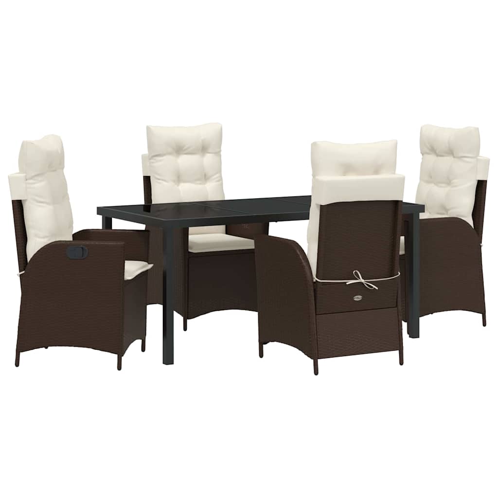 Garten Essgruppe mit Kissen 5 pcs Braun Poly-Rattan
