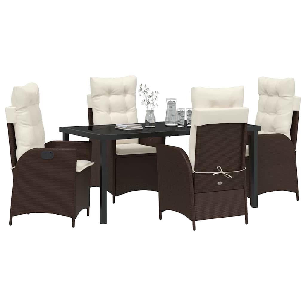 Garten Essgruppe mit Kissen 5 pcs Braun Poly-Rattan