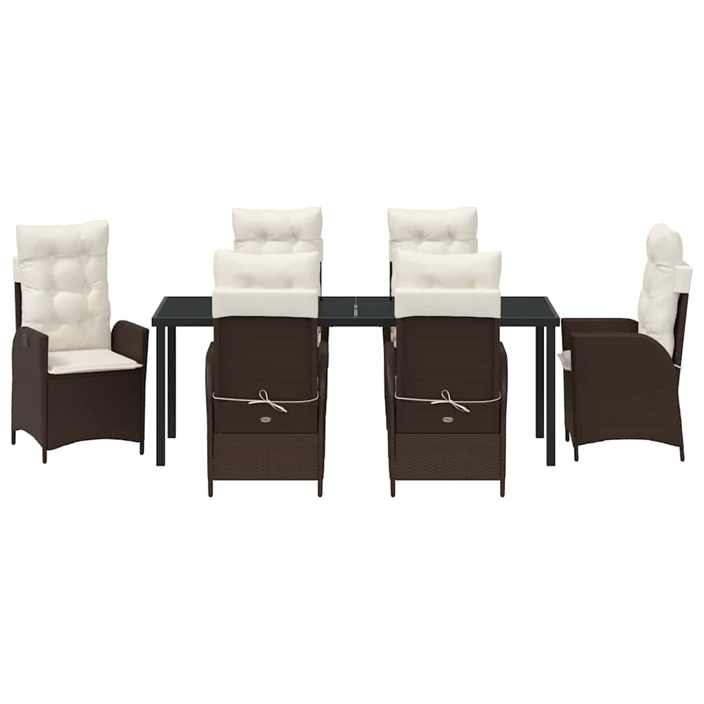 Garten Essgruppe mit Kissen 7 pcs Braun Poly-Rattan