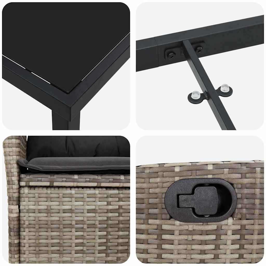 Garten Essgruppe mit Kissen 3 pcs Grau Poly-Rattan