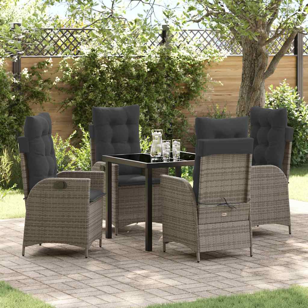 Garten Essgruppe mit Kissen 5 pcs Grau Poly-Rattan