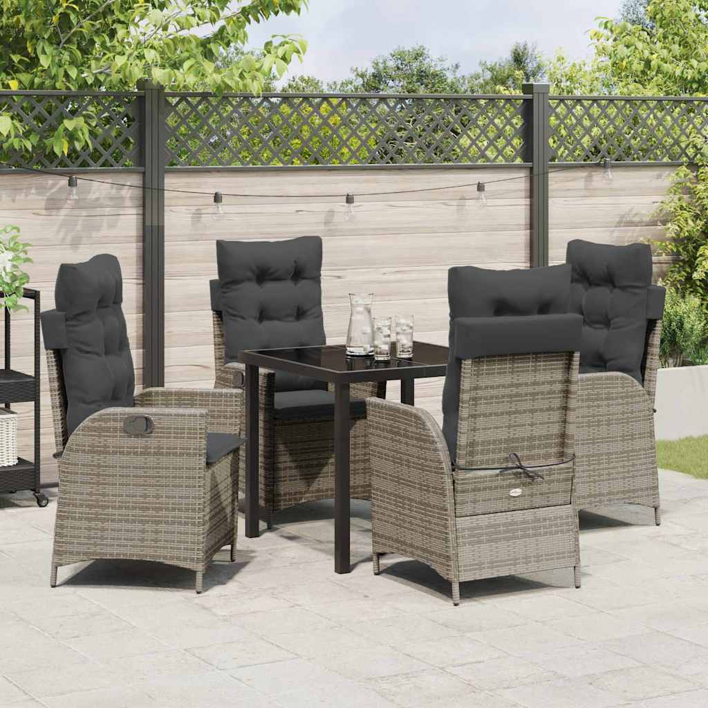 Garten Essgruppe mit Kissen 5 pcs Grau Poly-Rattan