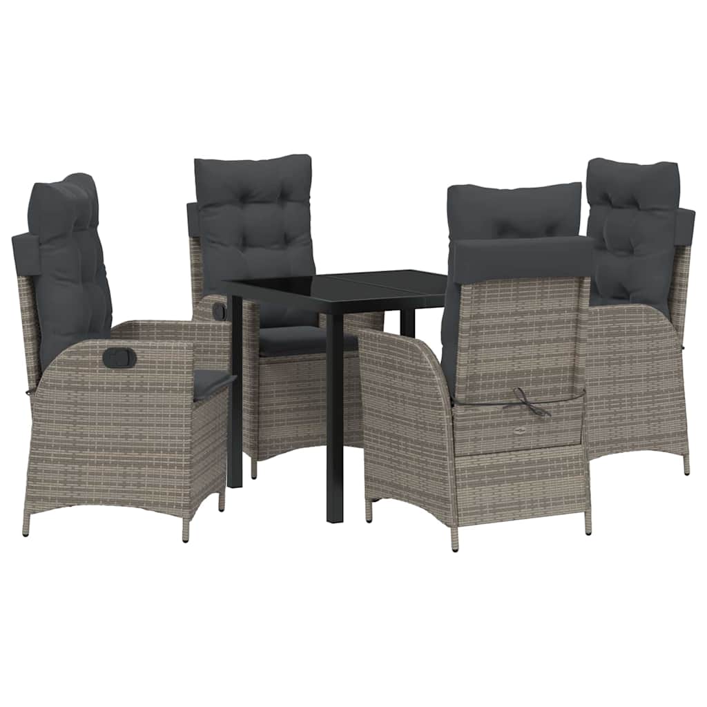 Garten Essgruppe mit Kissen 5 pcs Grau Poly-Rattan