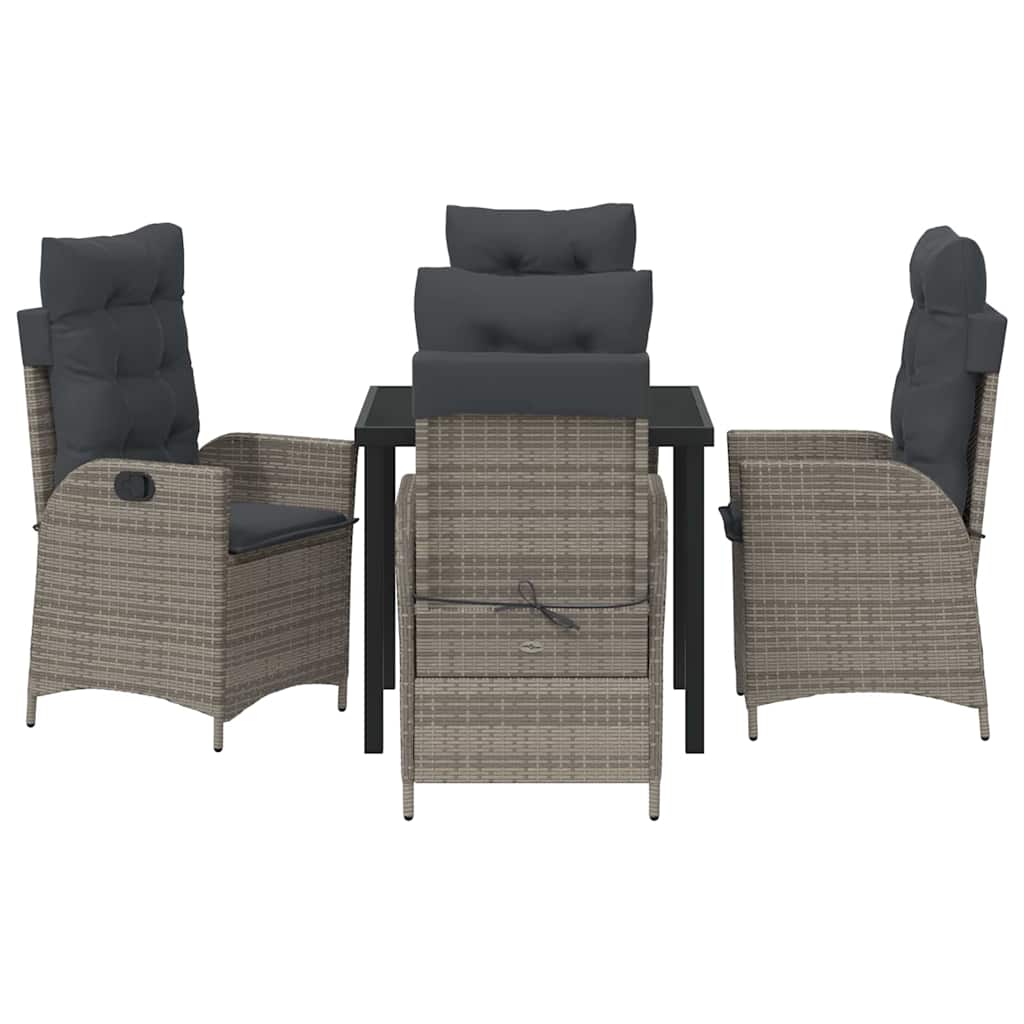 Garten Essgruppe mit Kissen 5 pcs Grau Poly-Rattan