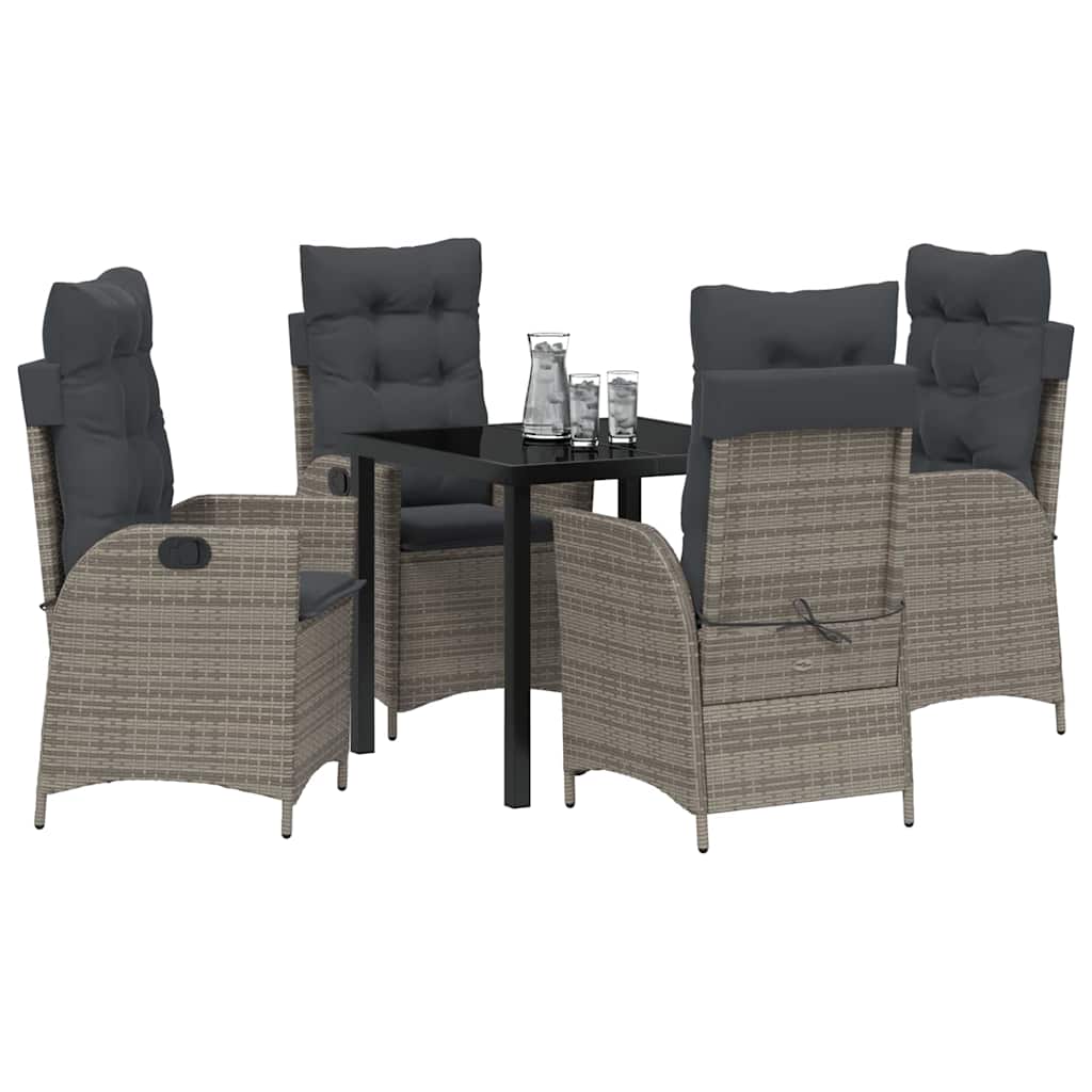 Garten Essgruppe mit Kissen 5 pcs Grau Poly-Rattan
