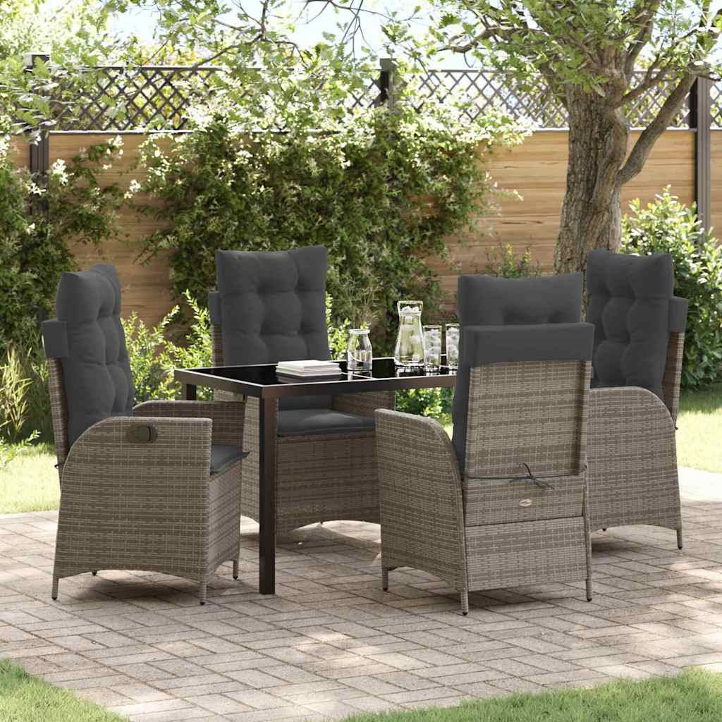 Garten Essgruppe mit Kissen 5 pcs Grau Poly-Rattan