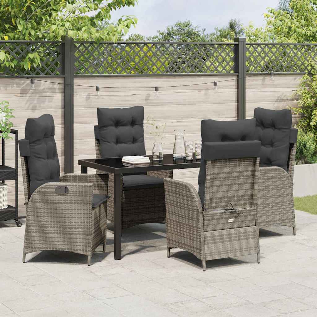 Garten Essgruppe mit Kissen 5 pcs Grau Poly-Rattan