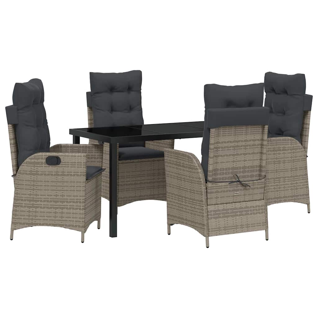 Garten Essgruppe mit Kissen 5 pcs Grau Poly-Rattan