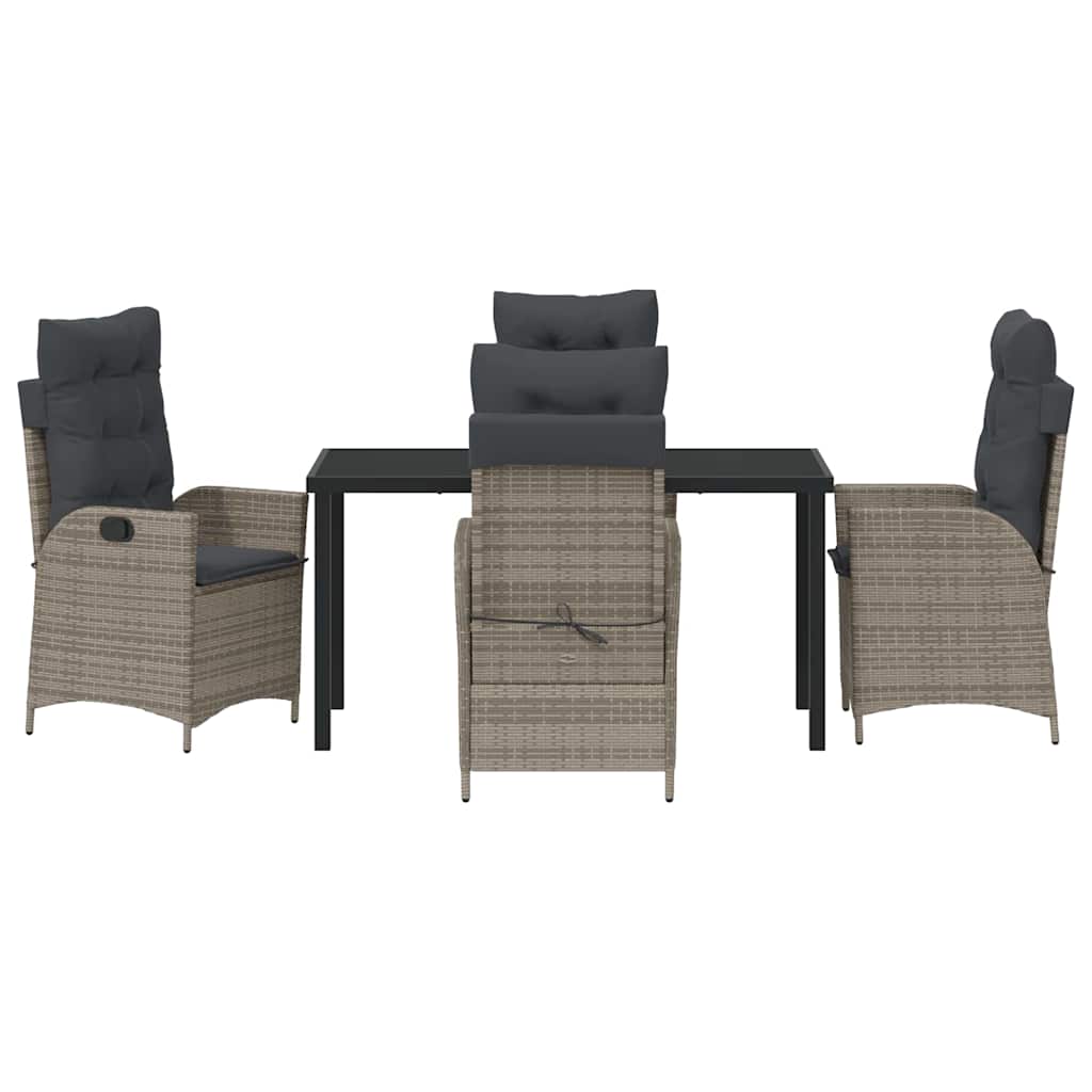 Garten Essgruppe mit Kissen 5 pcs Grau Poly-Rattan