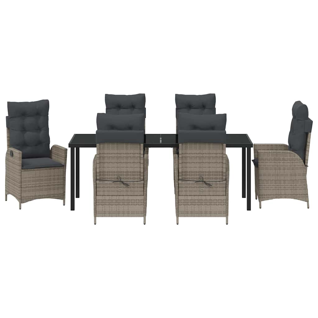 Garten Essgruppe mit Kissen 7 pcs Grau Poly-Rattan