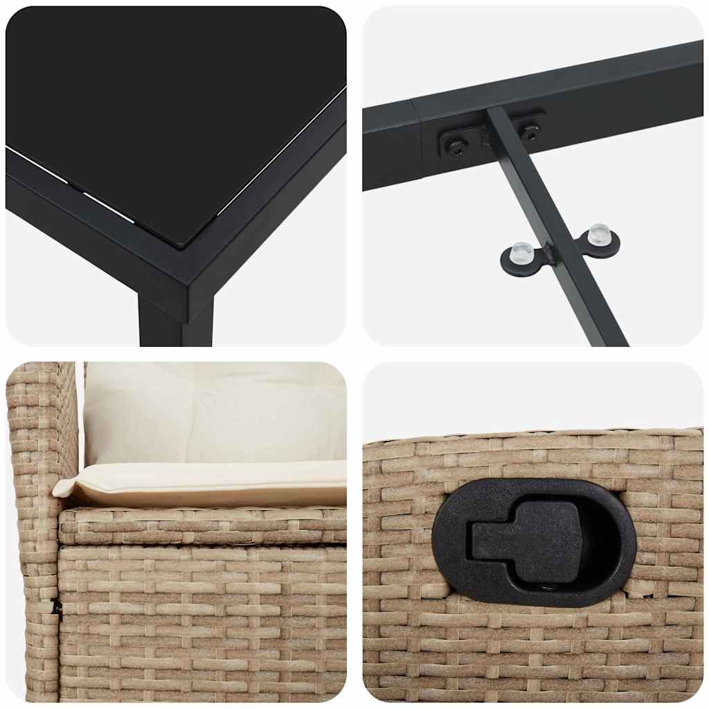 Garten Essgruppe mit Kissen 3 pcs Beige Poly-Rattan