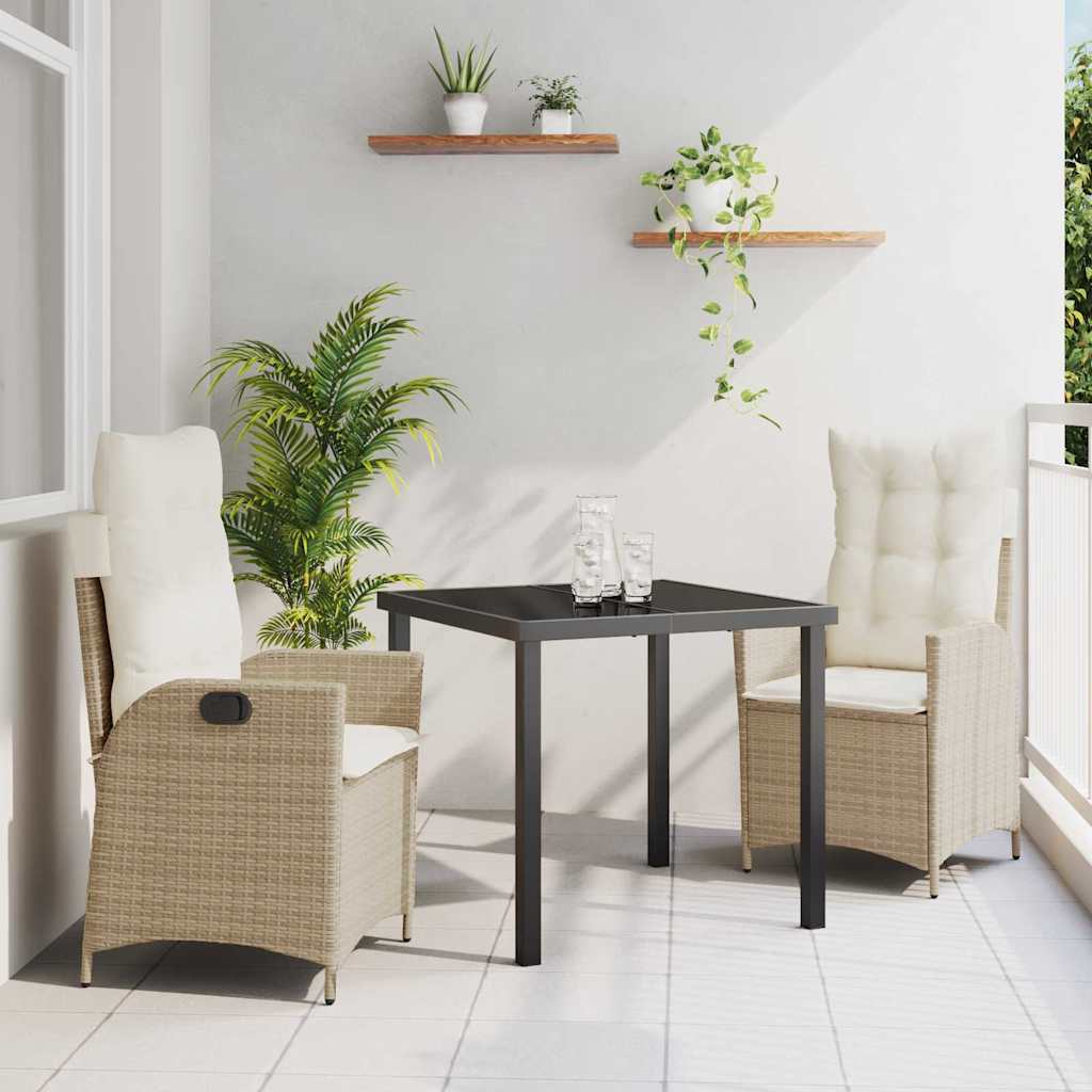 Garten Essgruppe mit Kissen 3 pcs Beige Poly-Rattan