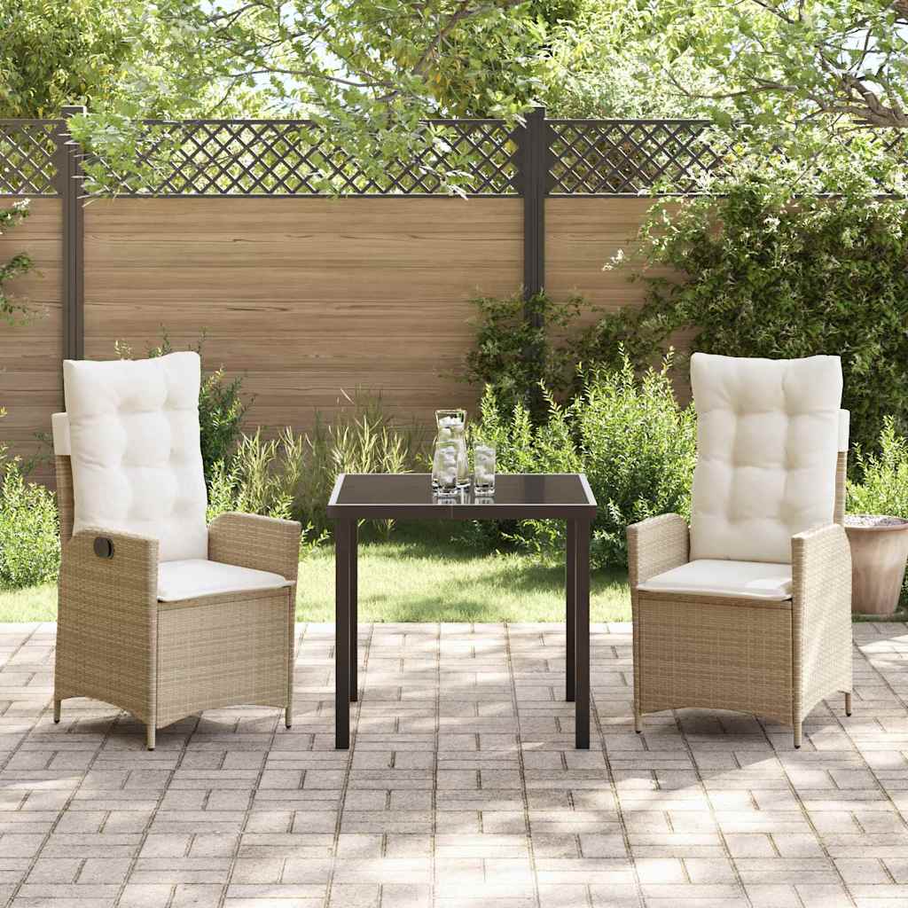 Garten Essgruppe mit Kissen 3 pcs Beige Poly-Rattan