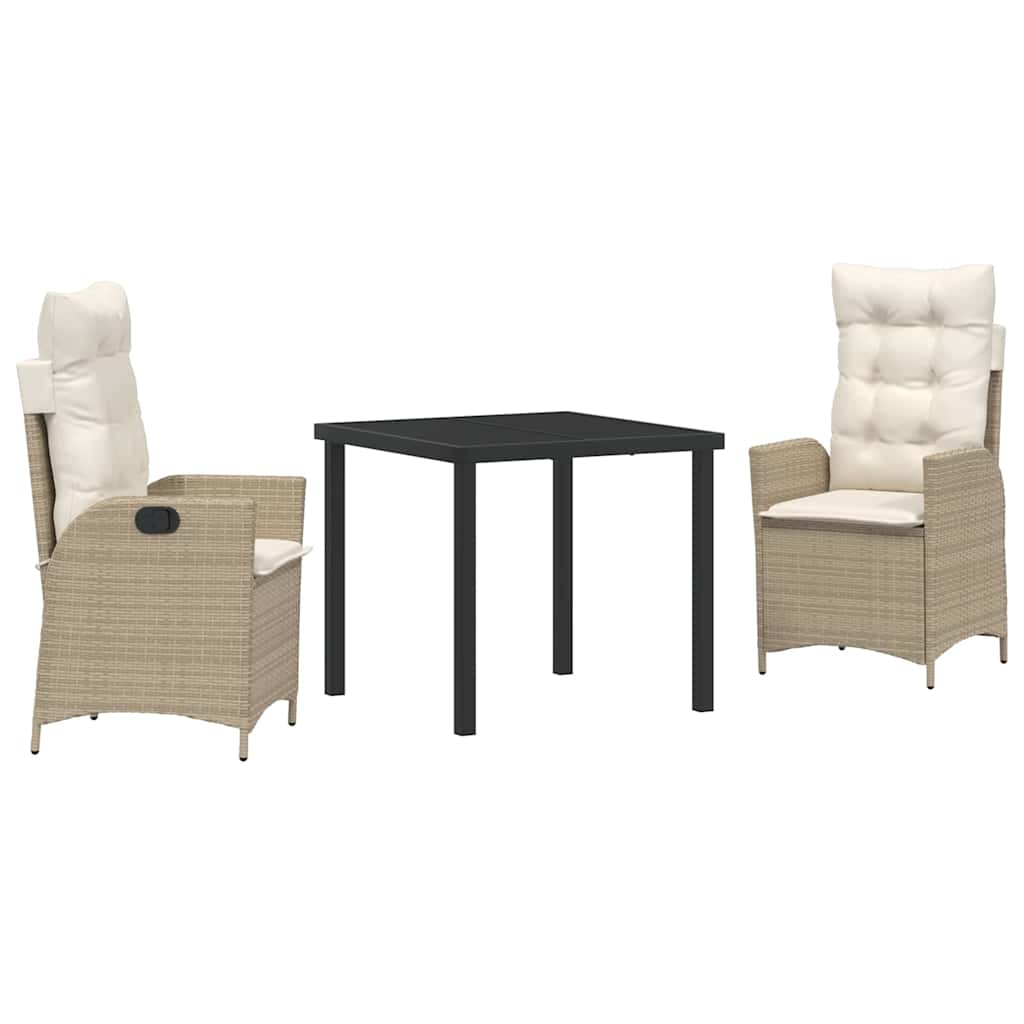 Garten Essgruppe mit Kissen 3 pcs Beige Poly-Rattan
