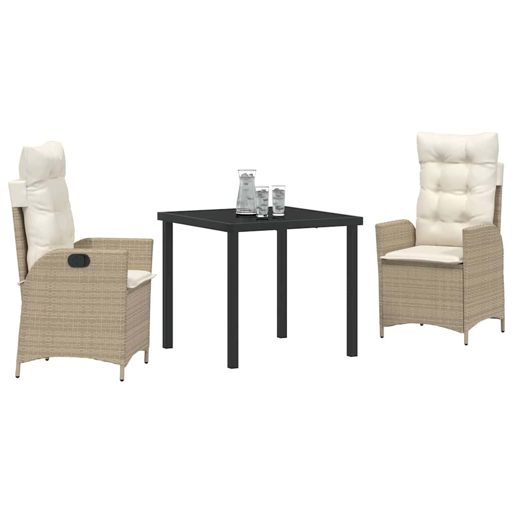 Garten Essgruppe mit Kissen 3 pcs Beige Poly-Rattan