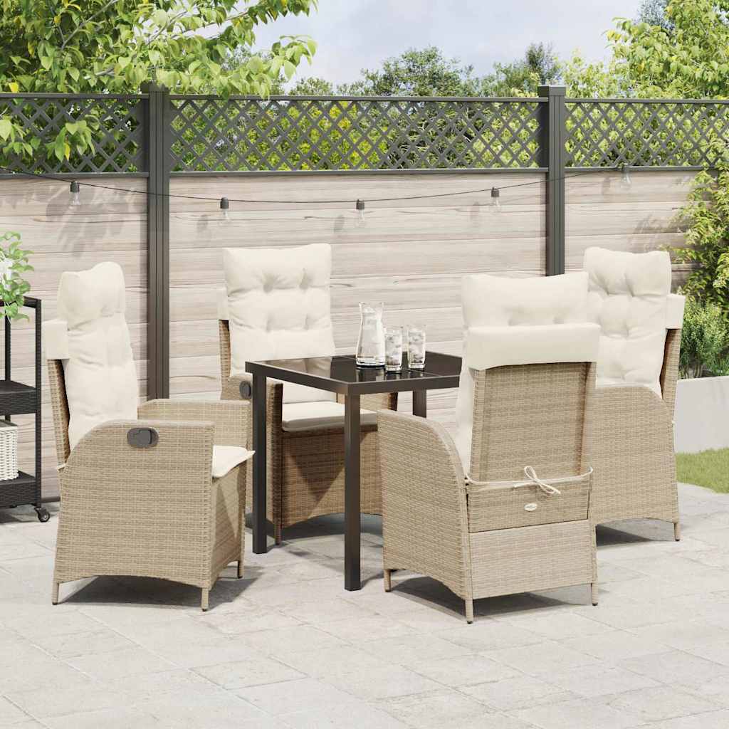 Garten Essgruppe mit Kissen 5 pcs Beige Poly-Rattan
