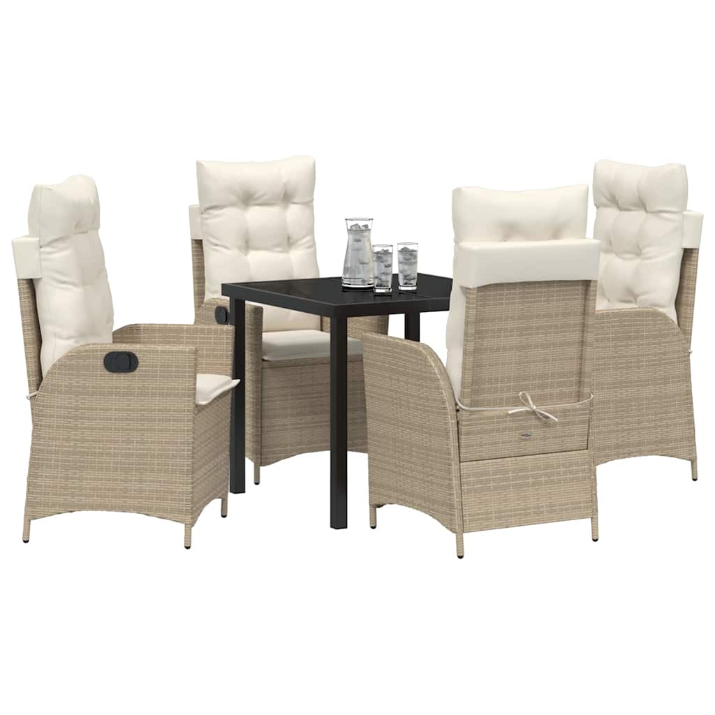 Garten Essgruppe mit Kissen 5 pcs Beige Poly-Rattan