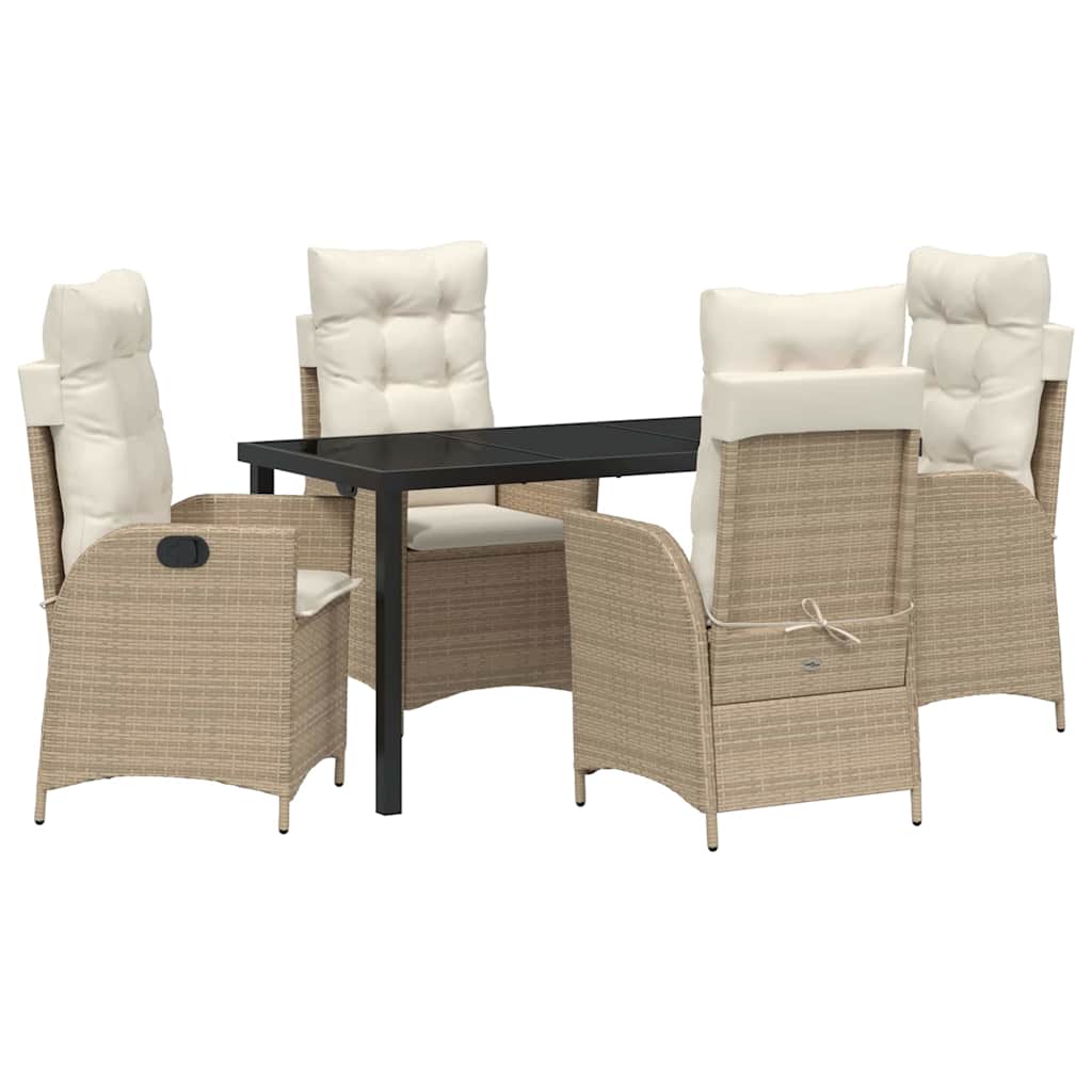 Garten Essgruppe mit Kissen 5 pcs Beige Poly-Rattan