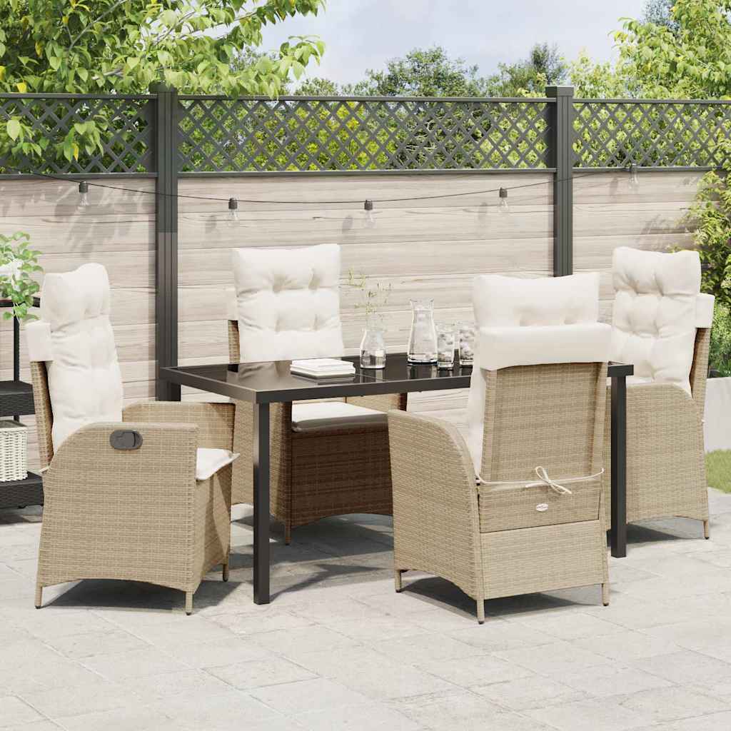 Garten Essgruppe mit Kissen 5 pcs Beige Poly-Rattan