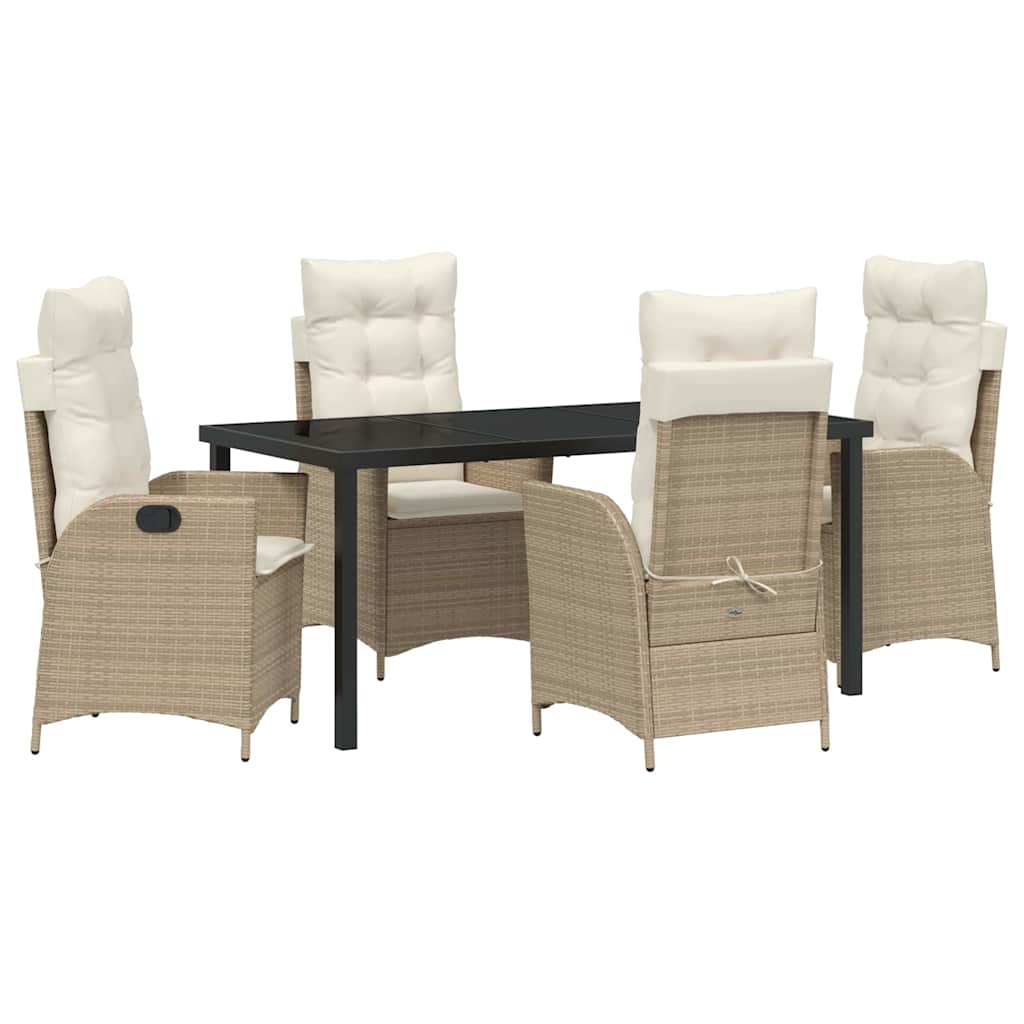Garten Essgruppe mit Kissen 5 pcs Beige Poly-Rattan