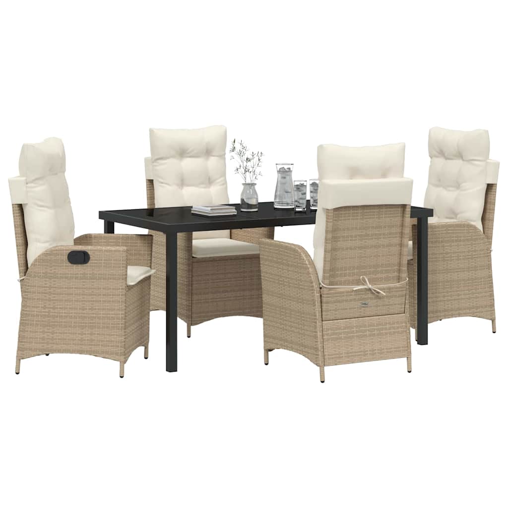 Garten Essgruppe mit Kissen 5 pcs Beige Poly-Rattan