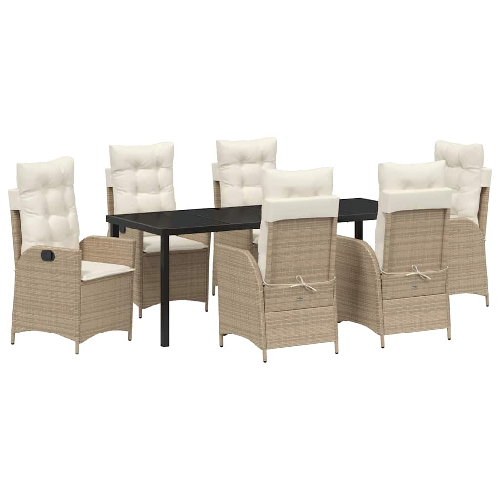 Garten Essgruppe mit Kissen 7 pcs Beige Poly-Rattan