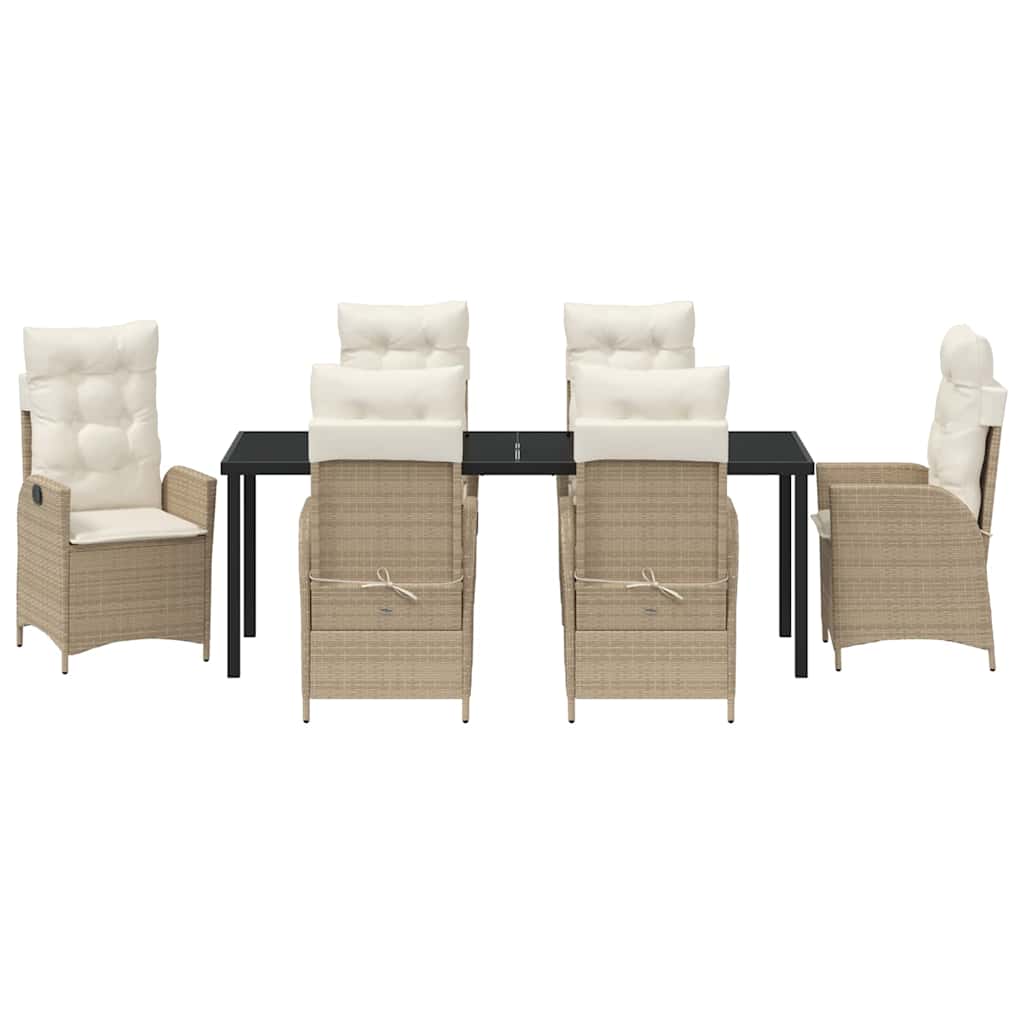 Garten Essgruppe mit Kissen 7 pcs Beige Poly-Rattan
