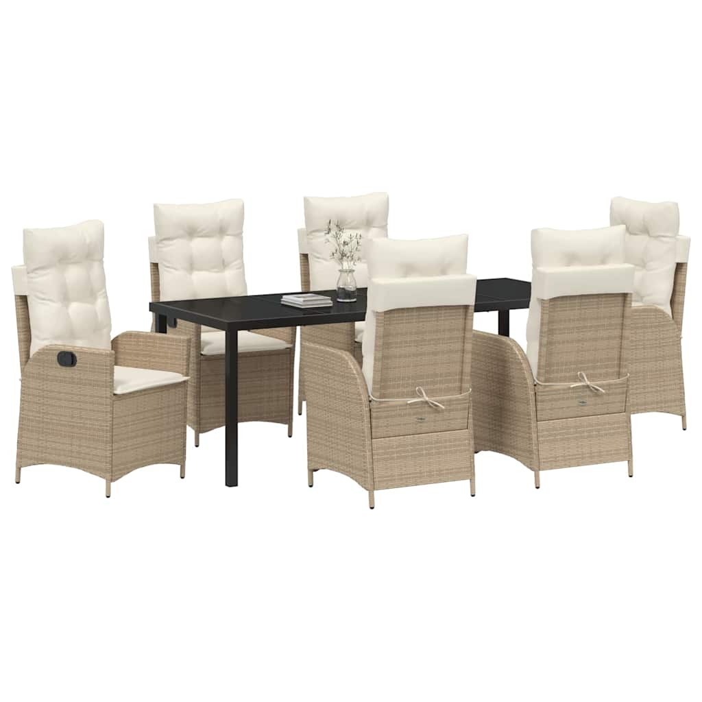 Garten Essgruppe mit Kissen 7 pcs Beige Poly-Rattan