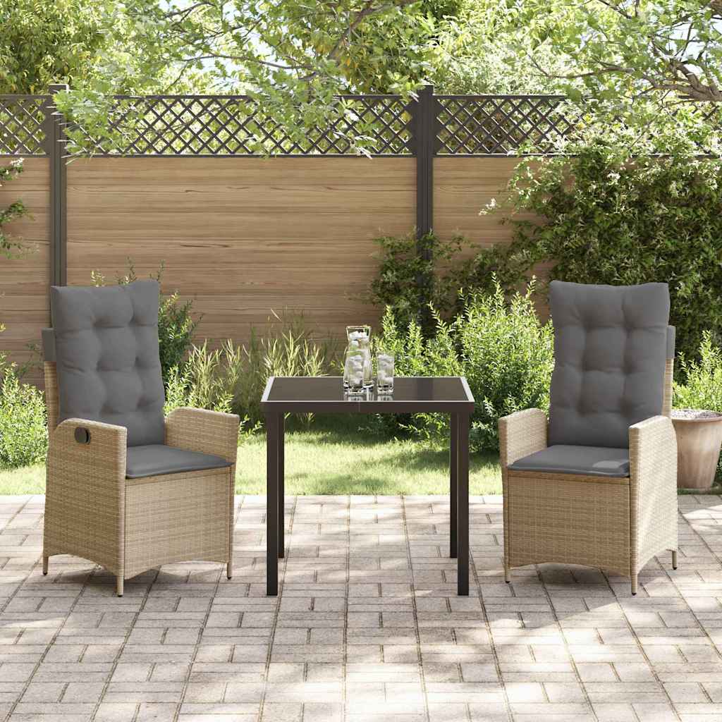 Garten Essgruppe mit Kissen 3 pcs Beige Poly-Rattan