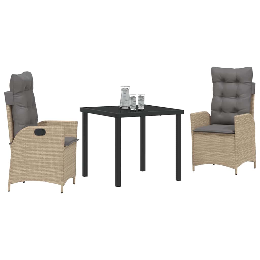 Garten Essgruppe mit Kissen 3 pcs Beige Poly-Rattan