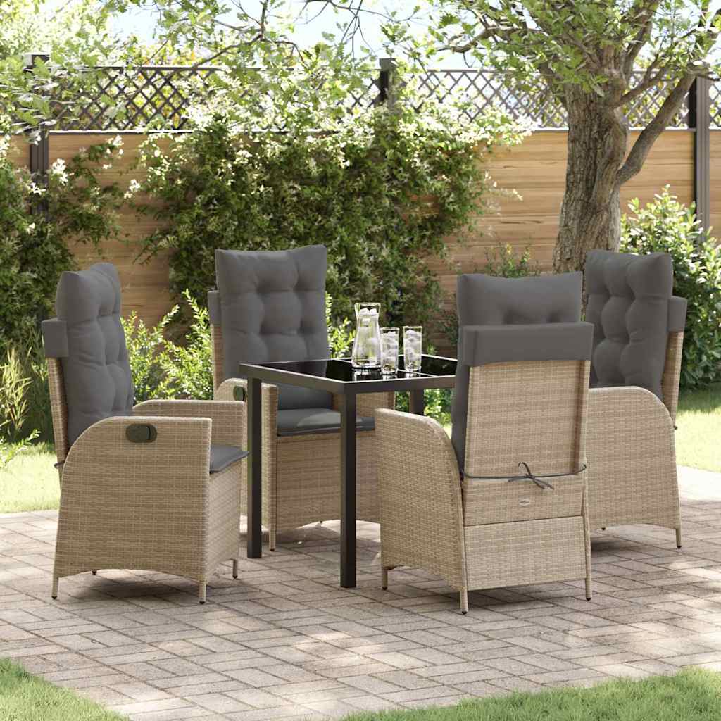 Garten Essgruppe mit Kissen 5 pcs Beige Poly-Rattan