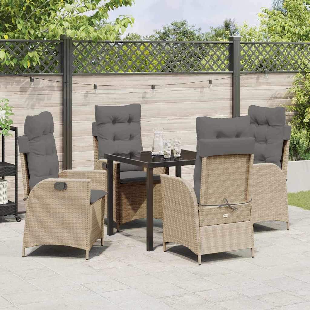 Garten Essgruppe mit Kissen 5 pcs Beige Poly-Rattan