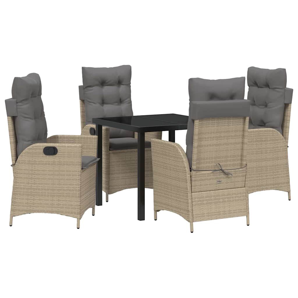Garten Essgruppe mit Kissen 5 pcs Beige Poly-Rattan