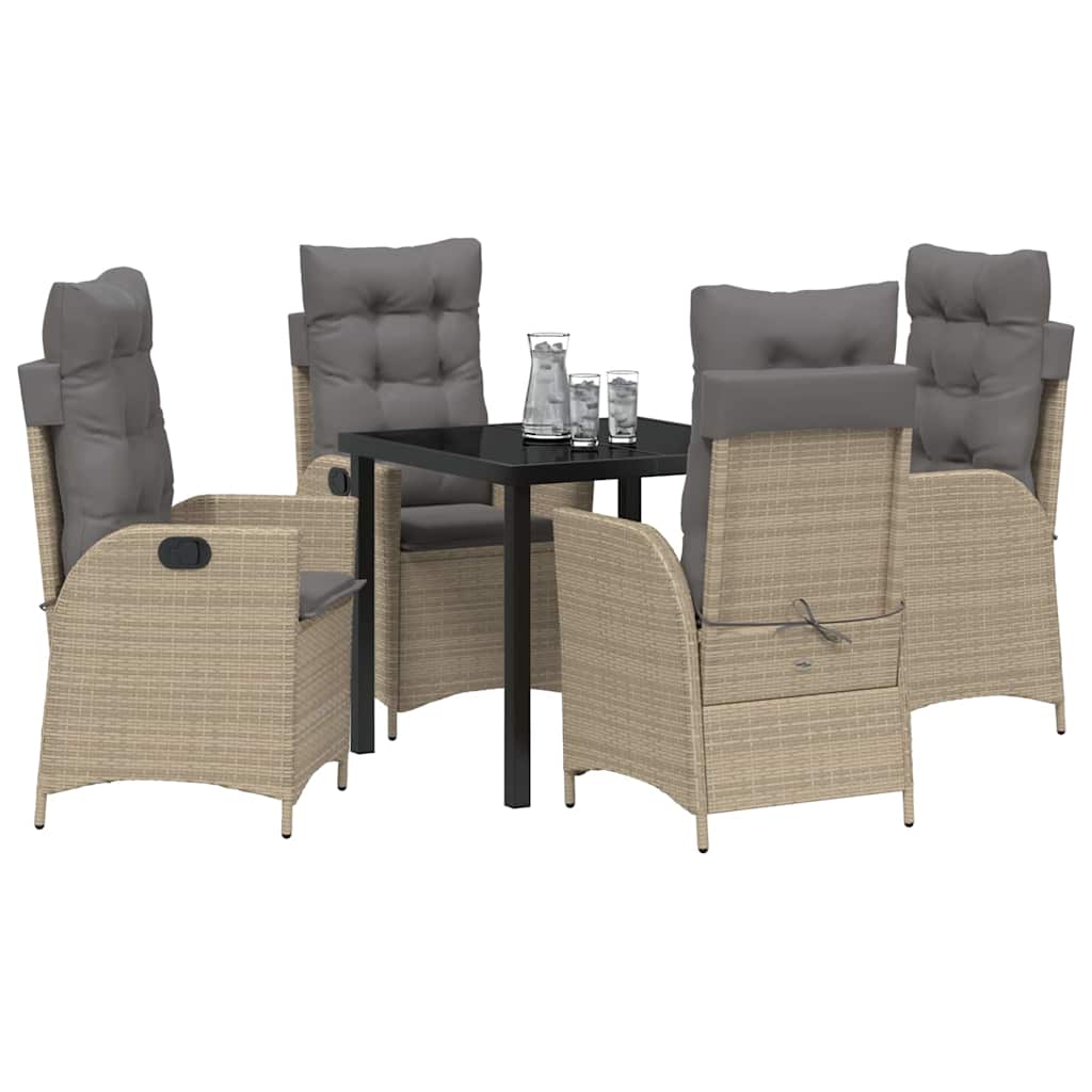 Garten Essgruppe mit Kissen 5 pcs Beige Poly-Rattan