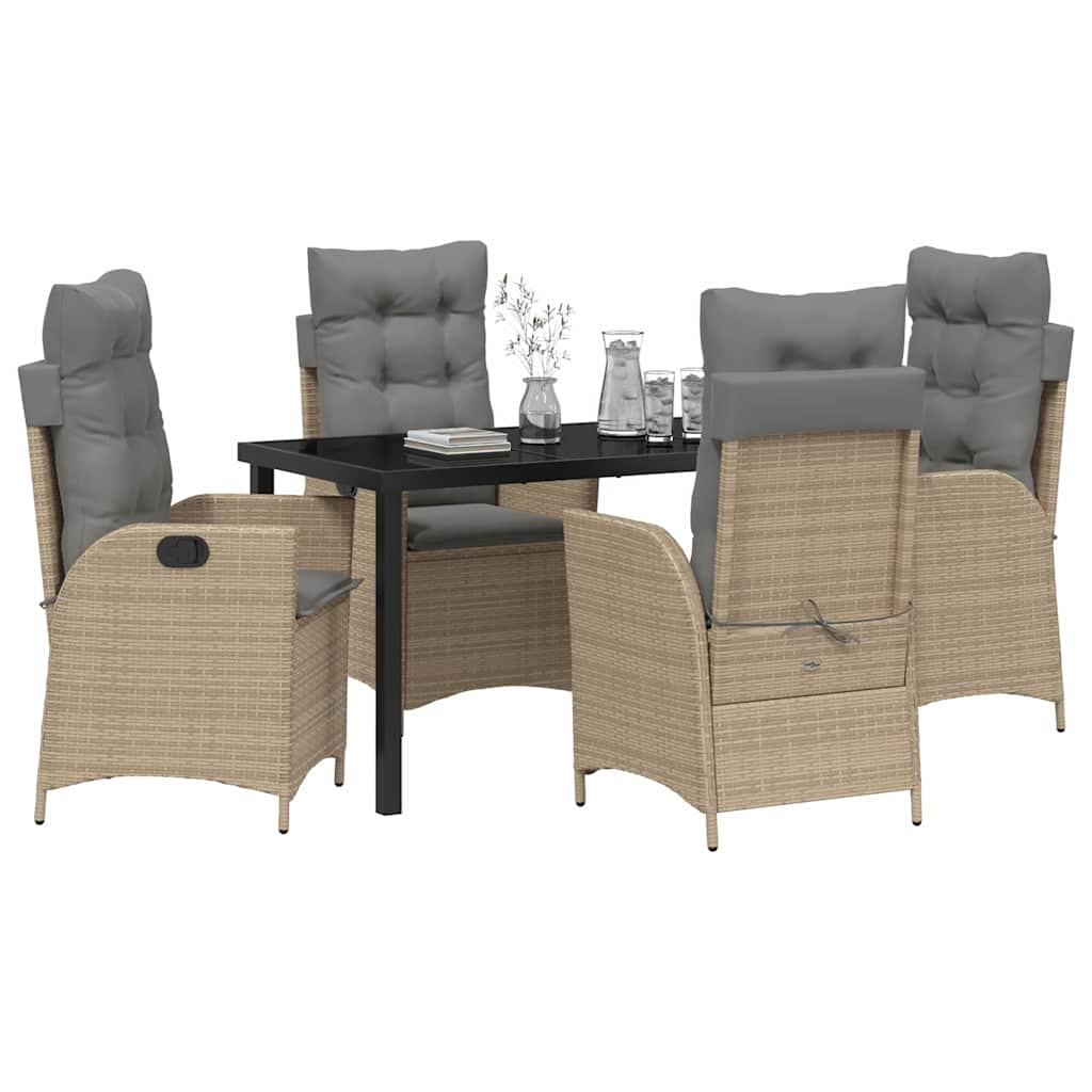 Garten Essgruppe mit Kissen 5 pcs Beige Poly-Rattan