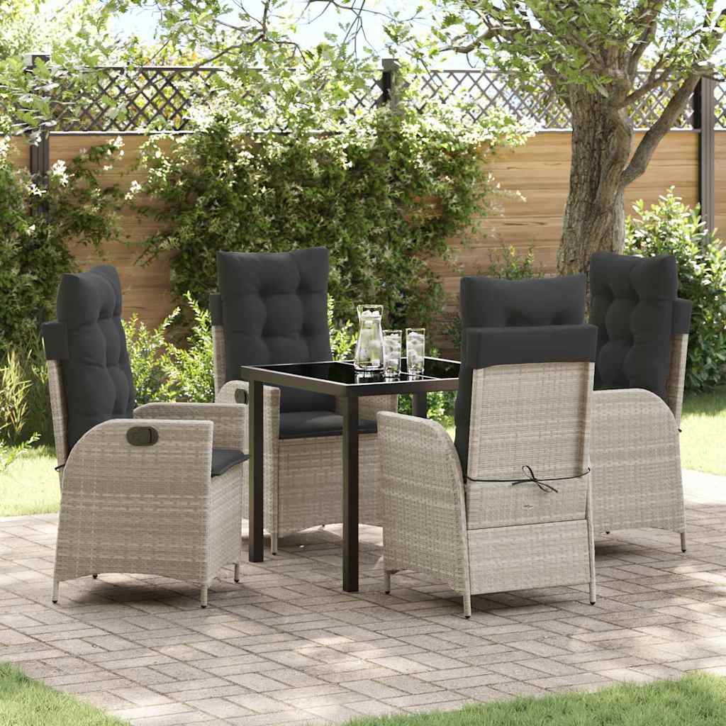 Garten Essgruppe mit Kissen 5 pcs Hellgrau Poly-Rattan