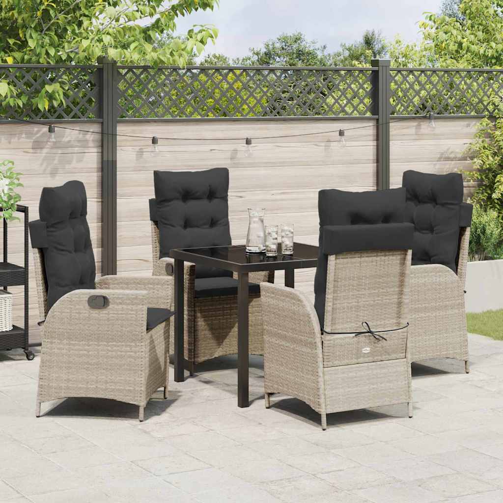 Garten Essgruppe mit Kissen 5 pcs Hellgrau Poly-Rattan