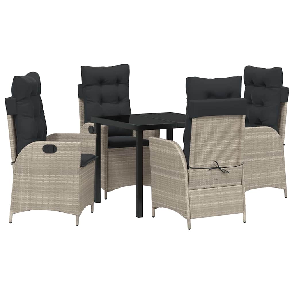Garten Essgruppe mit Kissen 5 pcs Hellgrau Poly-Rattan