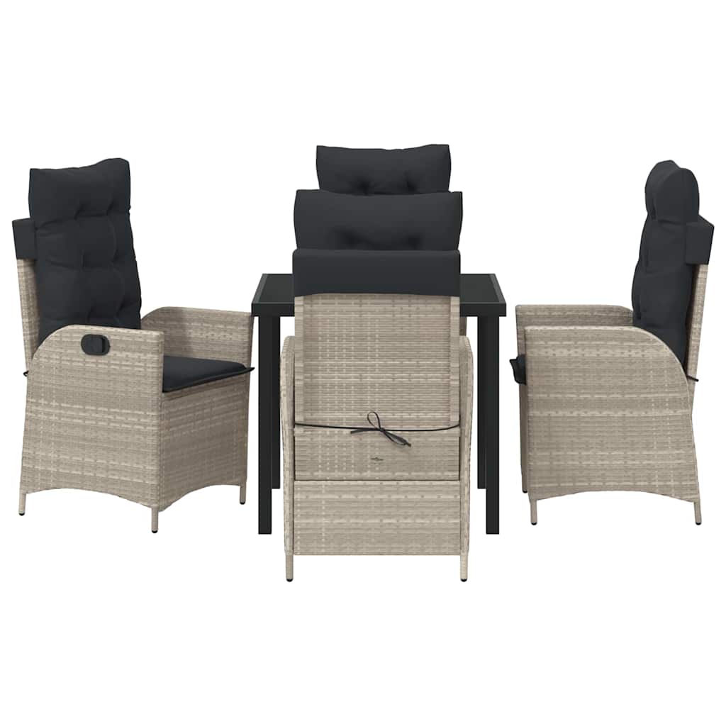 Garten Essgruppe mit Kissen 5 pcs Hellgrau Poly-Rattan