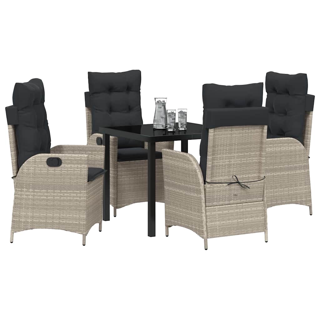 Garten Essgruppe mit Kissen 5 pcs Hellgrau Poly-Rattan