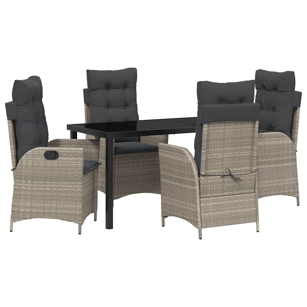 Garten Essgruppe mit Kissen 5 pcs Hellgrau Poly-Rattan