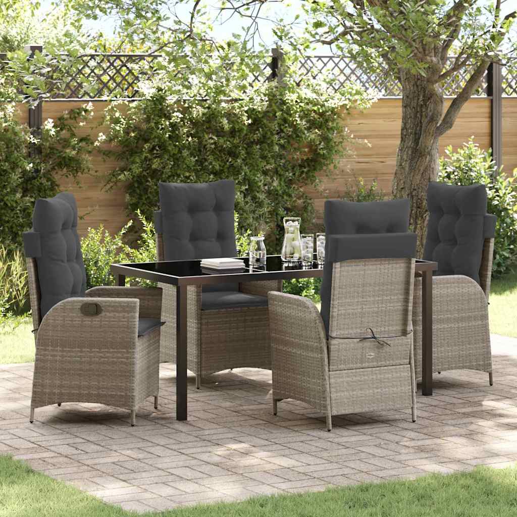 Garten Essgruppe mit Kissen 5 pcs Hellgrau Poly-Rattan