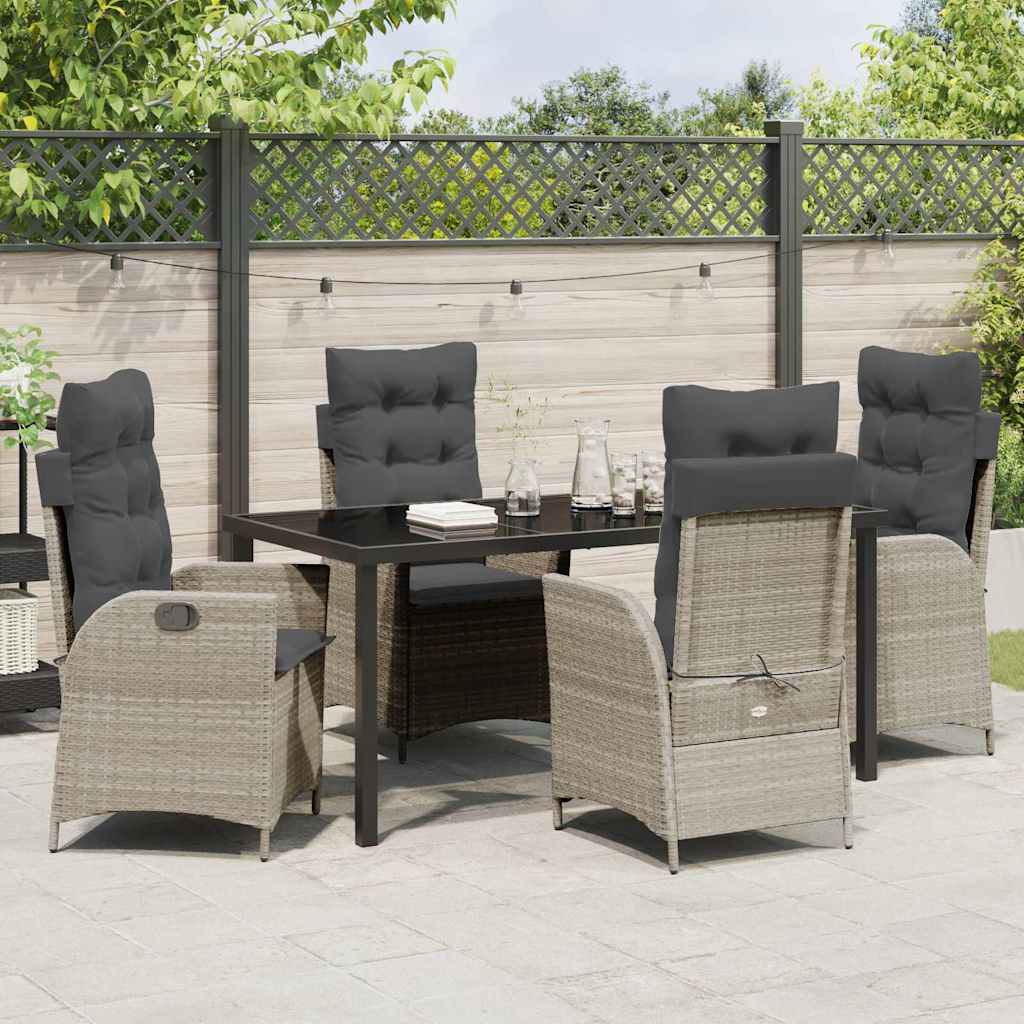Garten Essgruppe mit Kissen 5 pcs Hellgrau Poly-Rattan