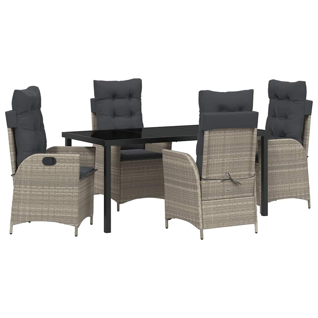 Garten Essgruppe mit Kissen 5 pcs Hellgrau Poly-Rattan